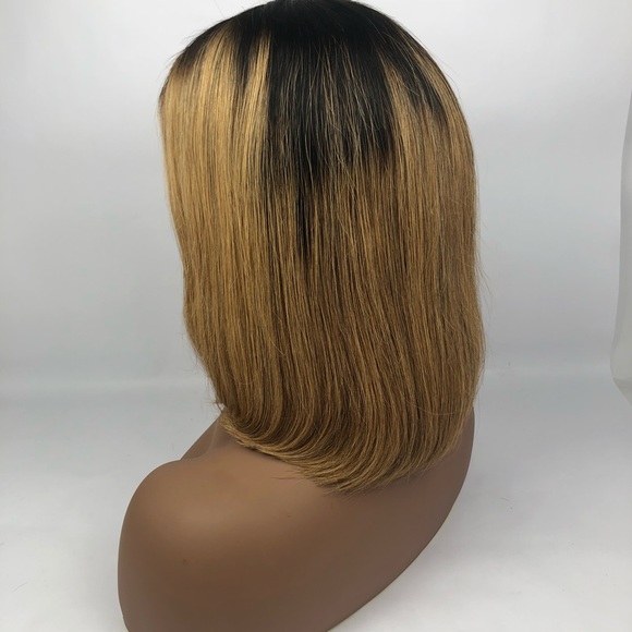1B/27 Brazilian hair blunt cut bob lace front wig - Picture 5 of 8